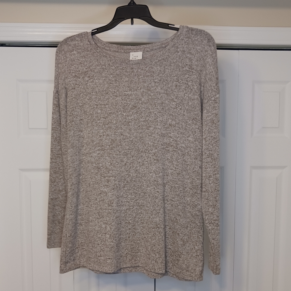 A New Day Brown/Tan Long Sleeve Top Size Small